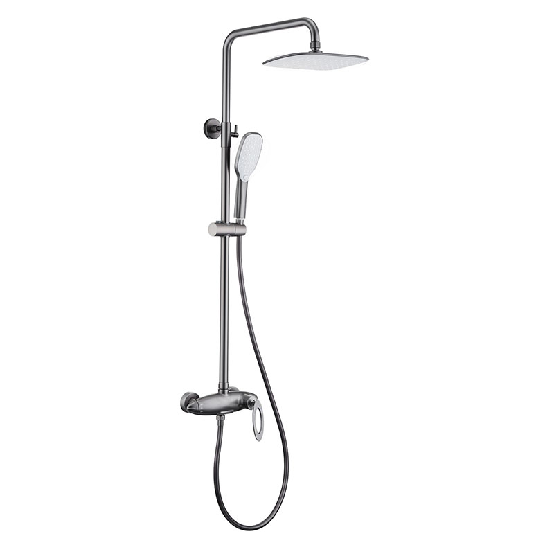 Matt Black Rampung Wall dipasang karo Handle Shower