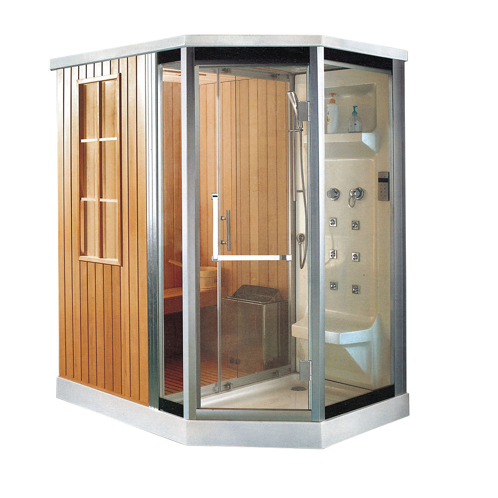 Kamar Sauna Uap Hemlock Ngarep Tradisional Kanthi Kompor